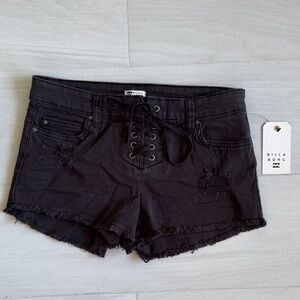 Billabong Women's Black Lace-Up Jean Shorts